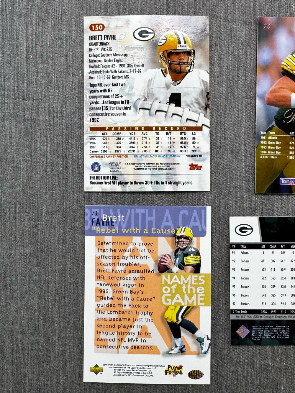 Brett Favre Green Bay Packers Football Card Lot (6 Cards) 1995-1997 Vintage - Picture 6 of 8